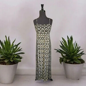 Soma Brown Aztec Maxi Dress Convertable Straps Strapless Medium